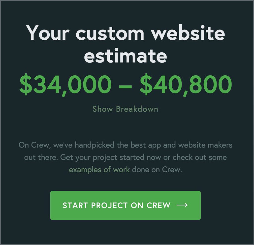 Your custom website estimate