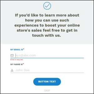 product recommendation quiz- lead form
