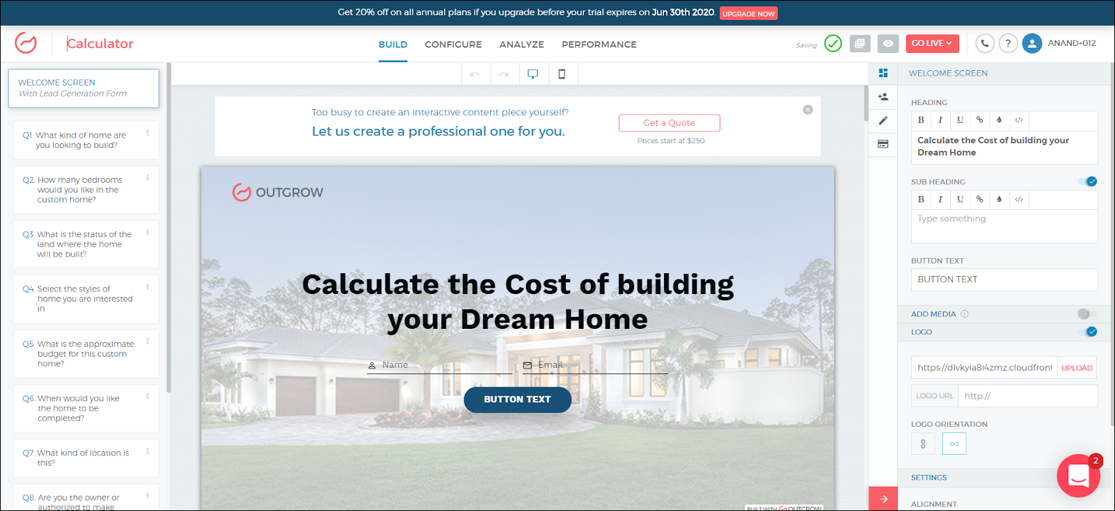 How To Build A Construction Cost Calculator On Outgrow