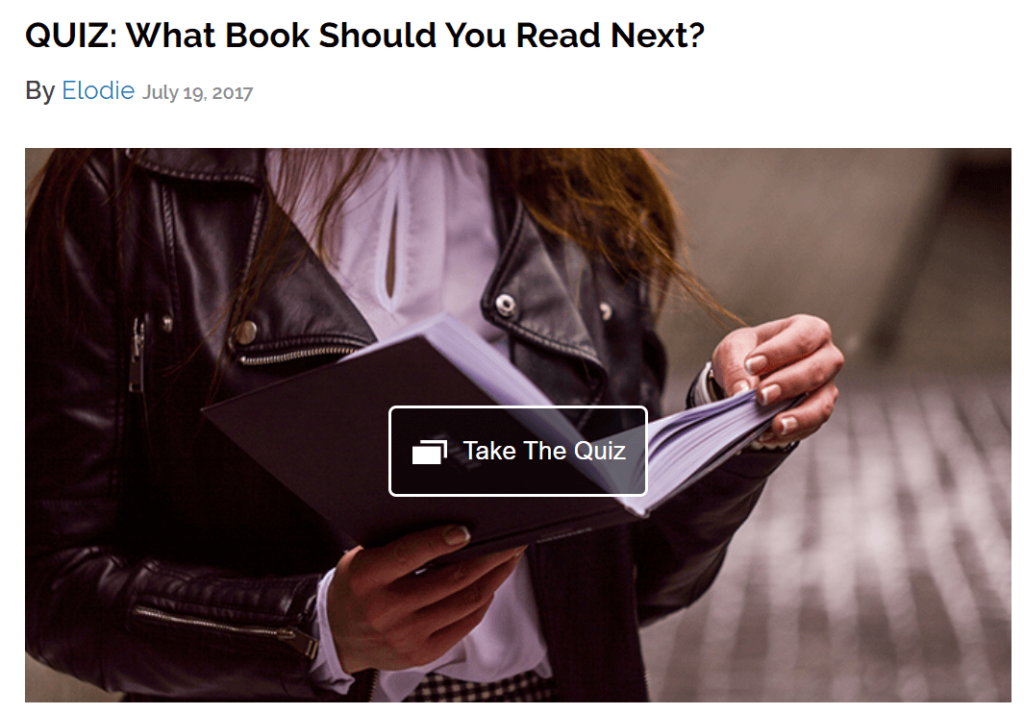 great example of a book recommendation quiz to look into for reference.