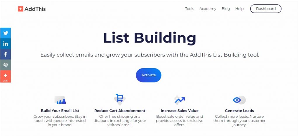 AddThis: List Building Tool