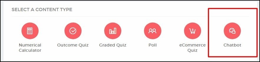 Select the content type on Outgrow dashboard 