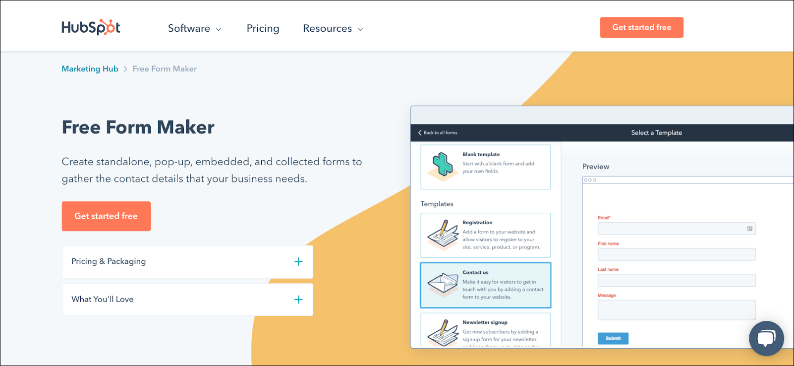 HubSpot’s Free Form Maker can help you build your email list.