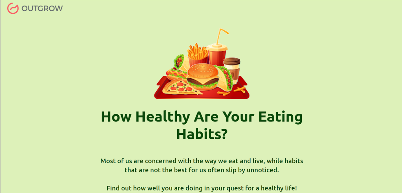 Outgrow's eating healthy interactive quiz