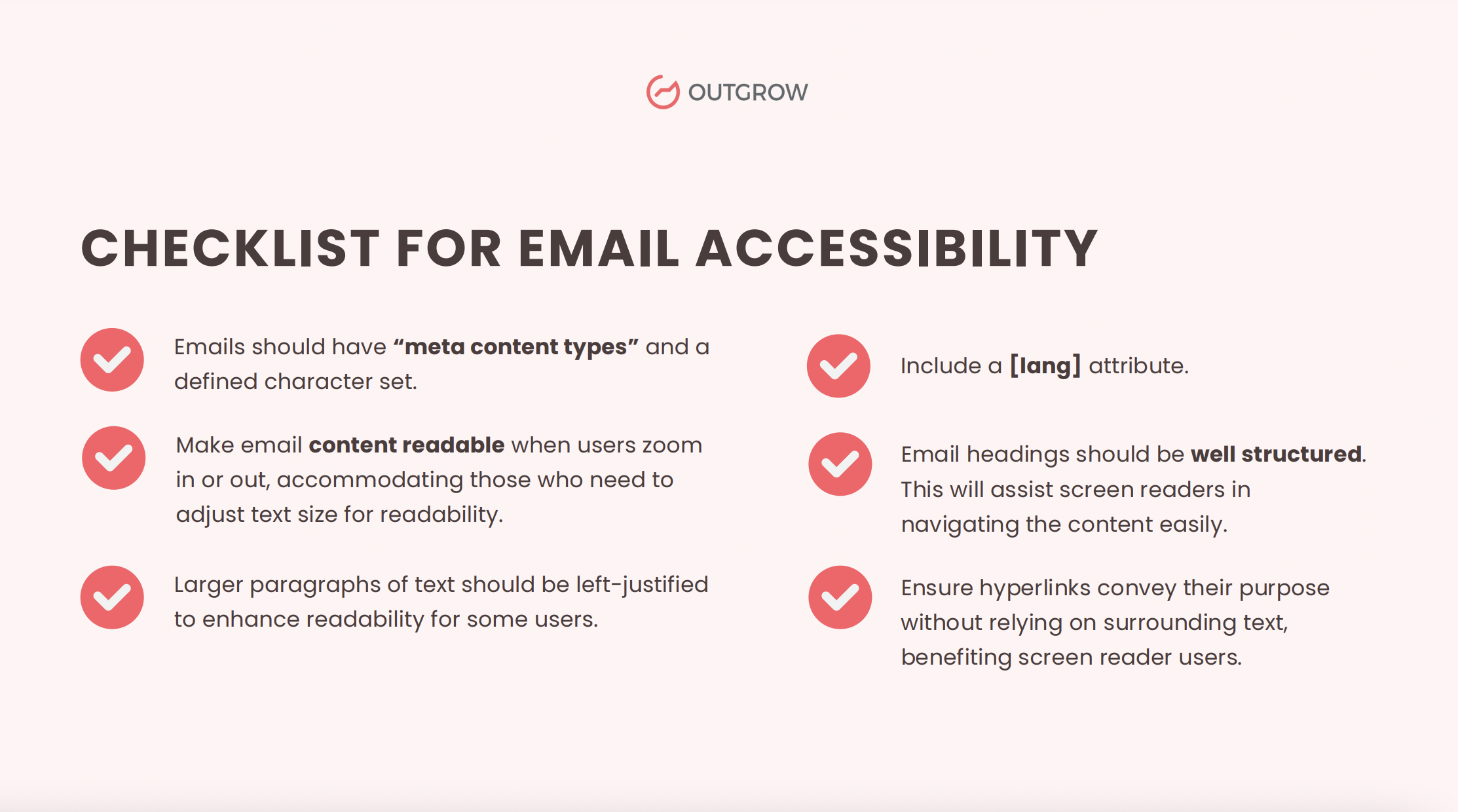 Checklist for email accessibility