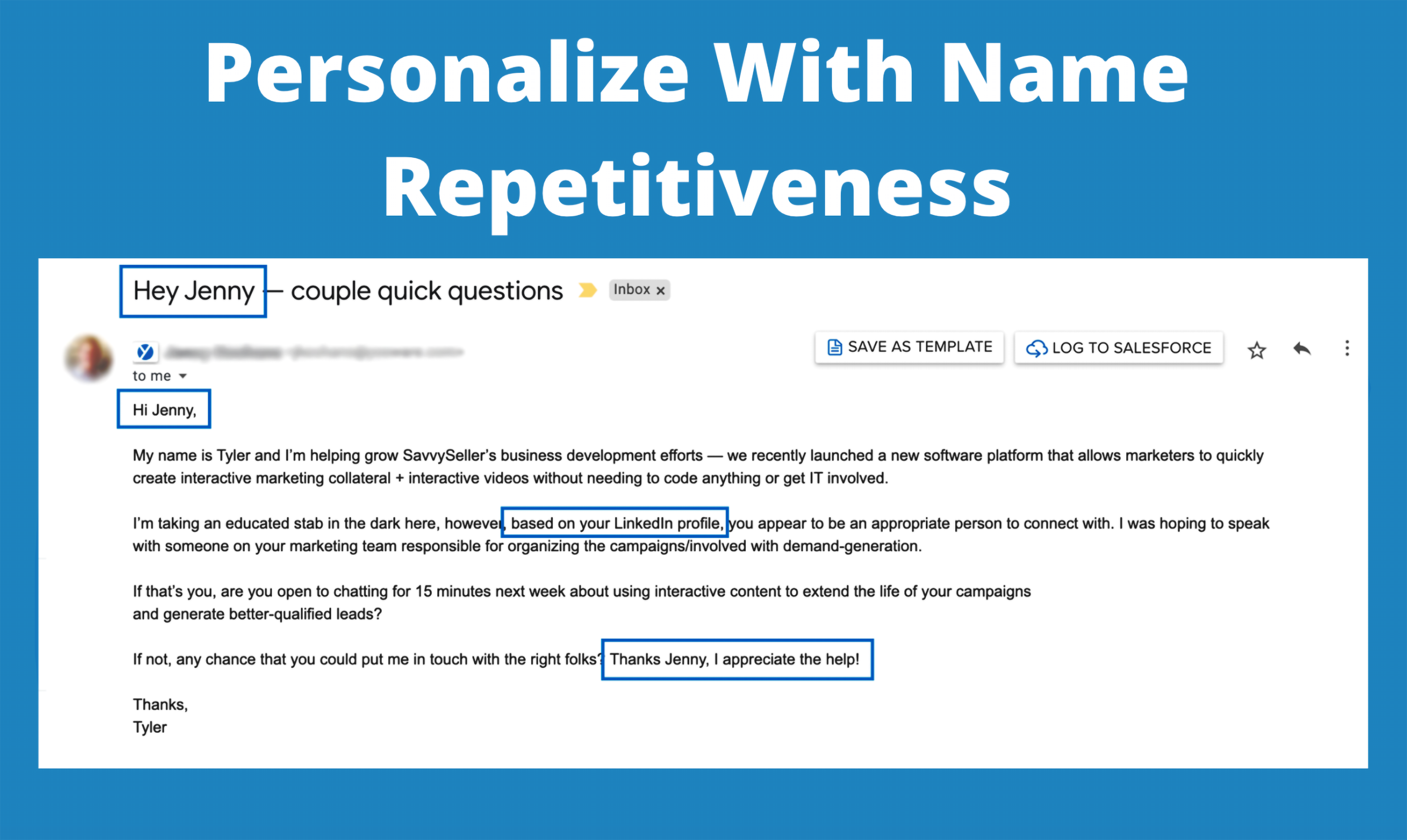 personalize email example
