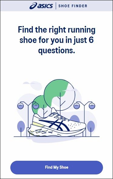 Asics shoe finder online quiz example
