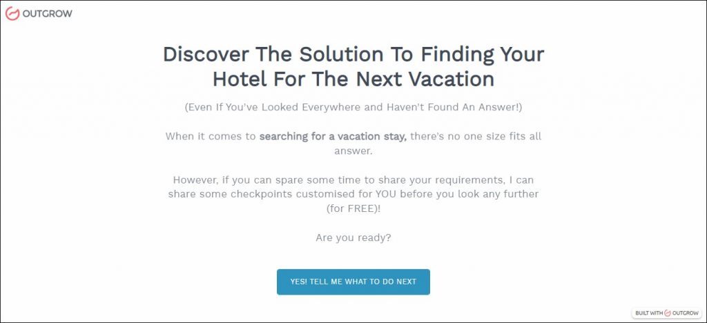 hotel finder quiz example