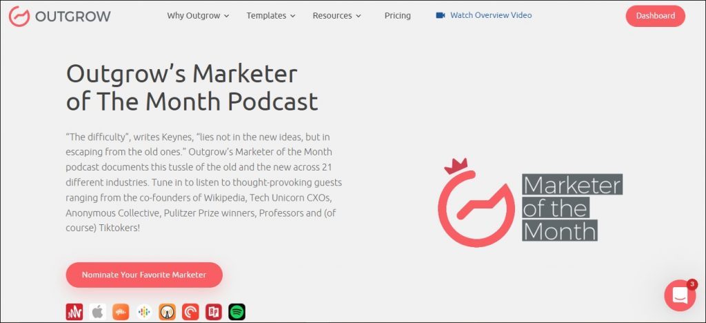 outgrow marketer of the month podcast