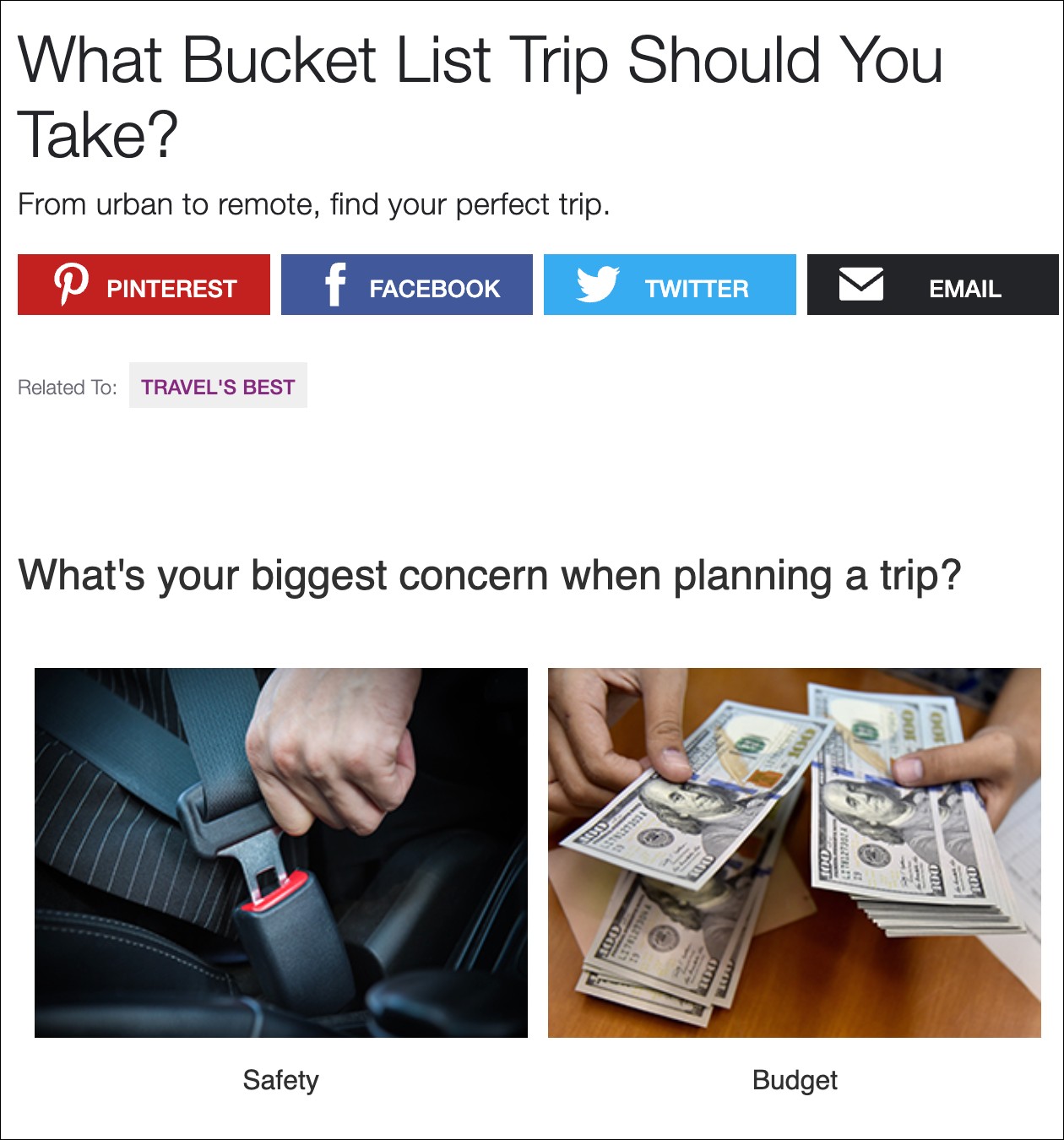 travel quiz example