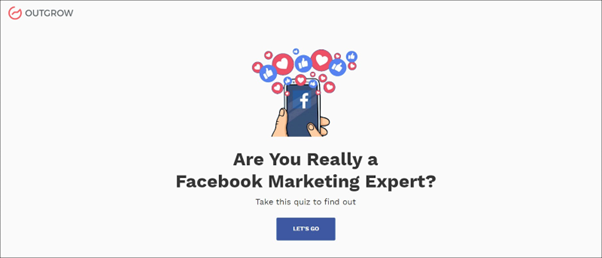 Outgrow's facebook marketing expert quiz
