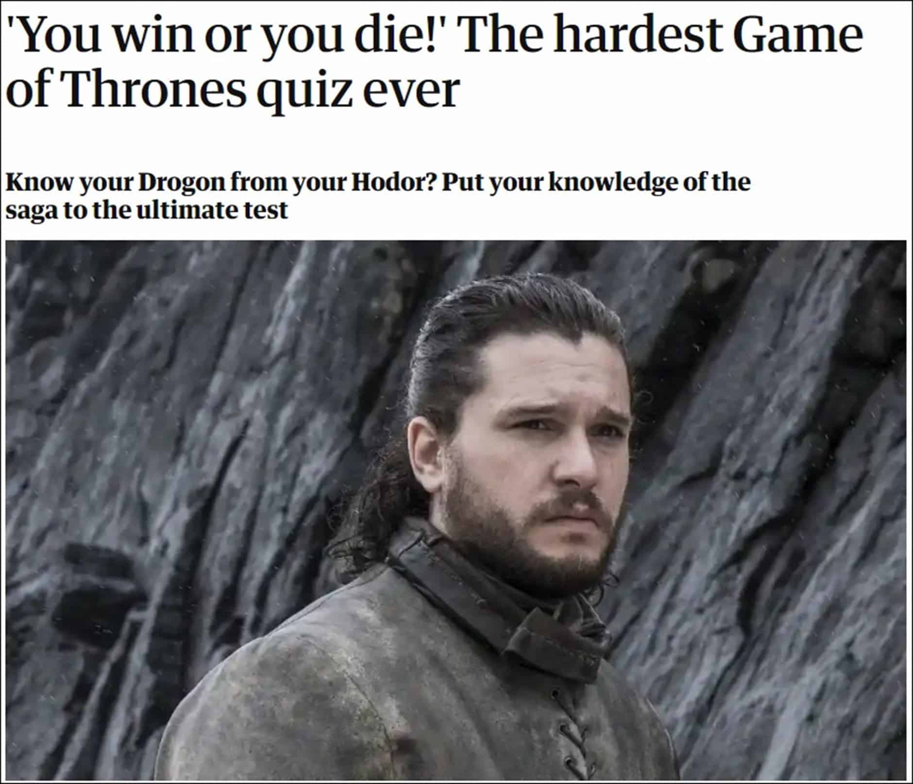 Game Of Thrones' Quiz