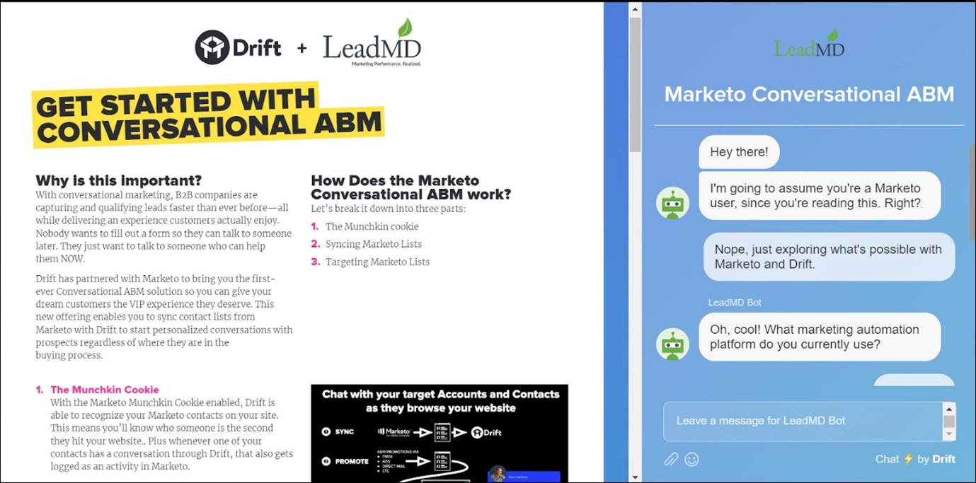 LeadMD's website chatbot