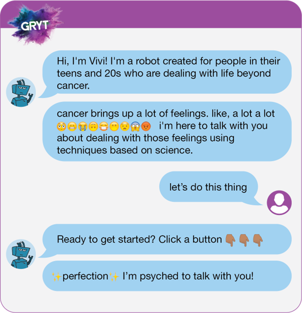 Vivibot, hopelab's chatbot