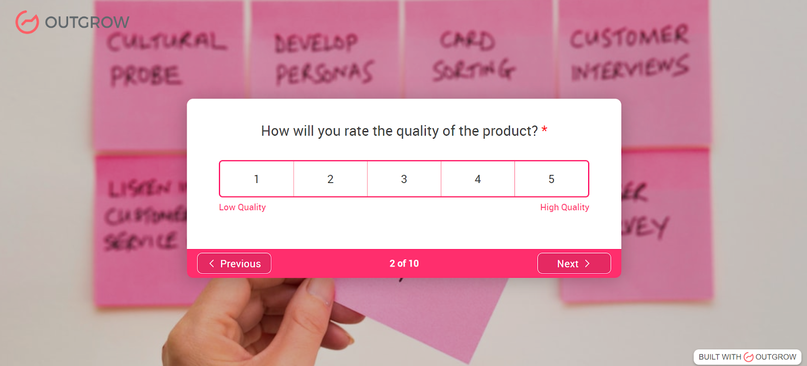 Outgrow's product-test survey
