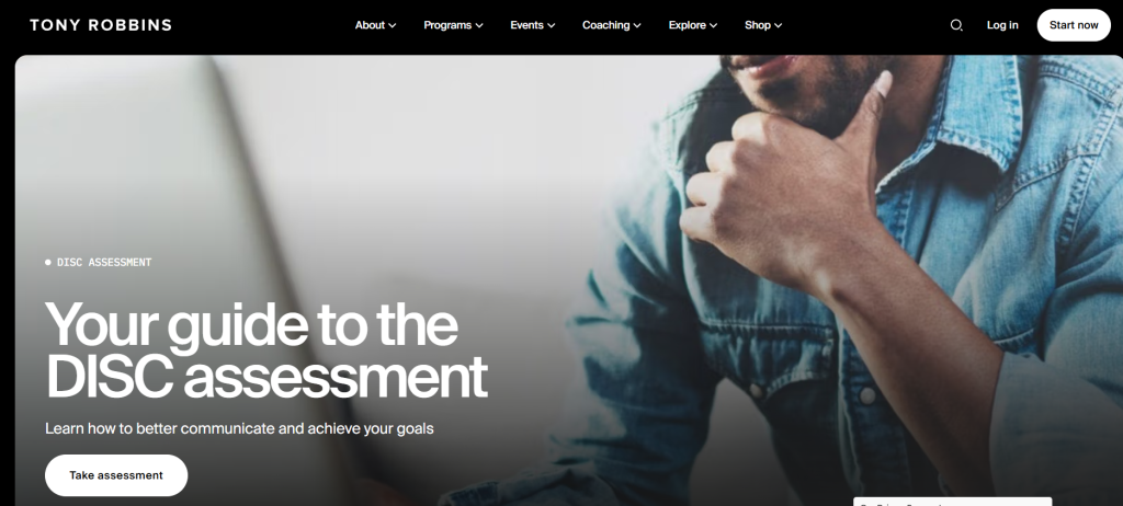 welcome page persobality test guide