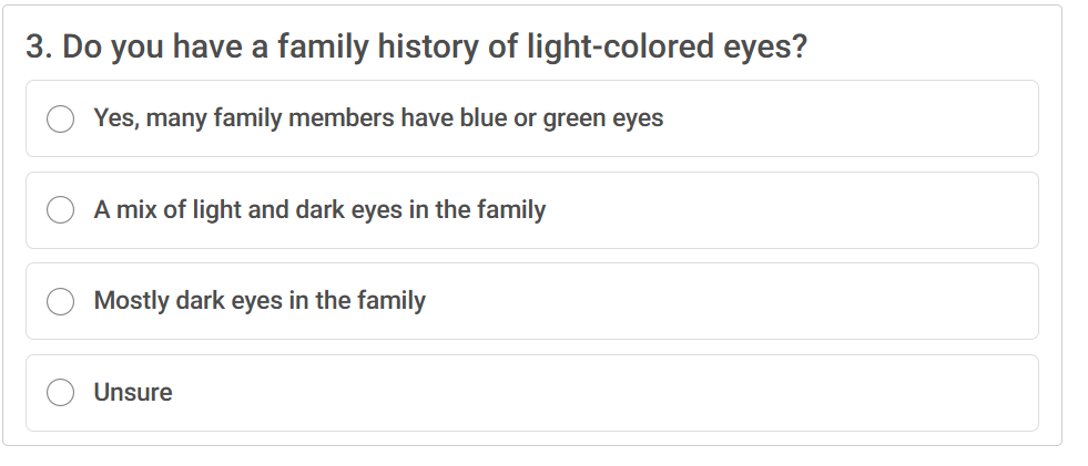 Do you have a family history of light-colored eyes