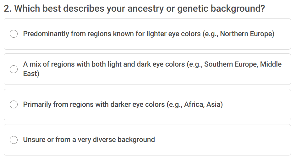 Which best describes your ancestry or genetic background
