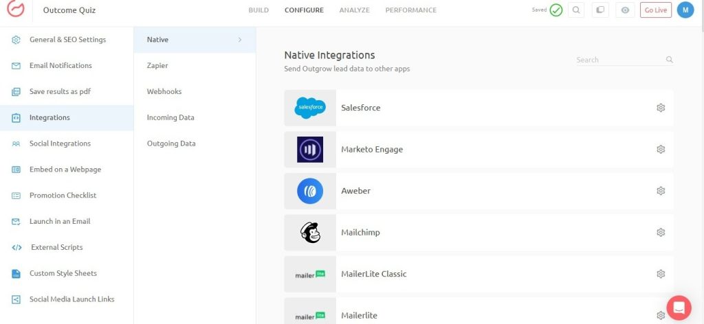 outgrow integrations