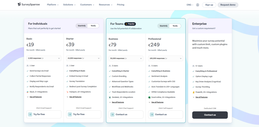 pricing surveysparrow