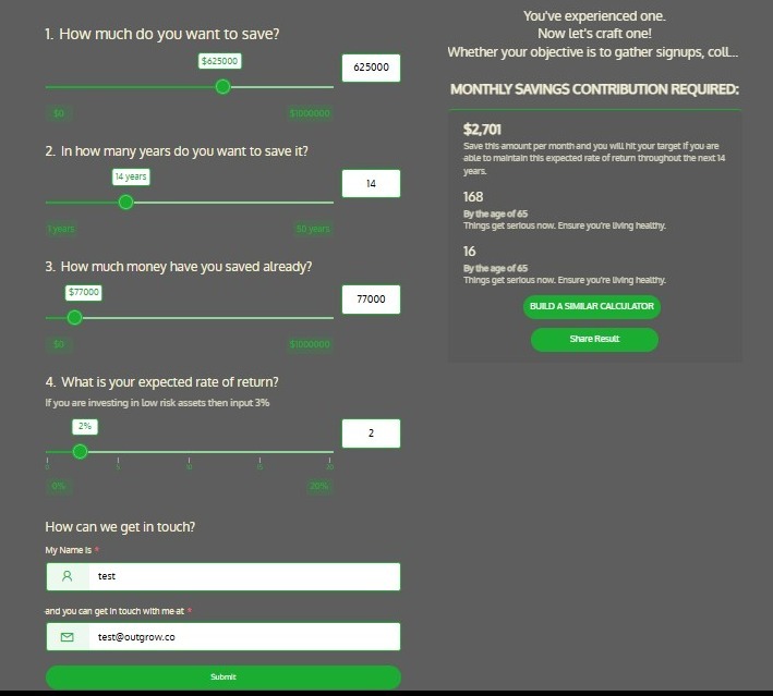 savings goal calculator questions