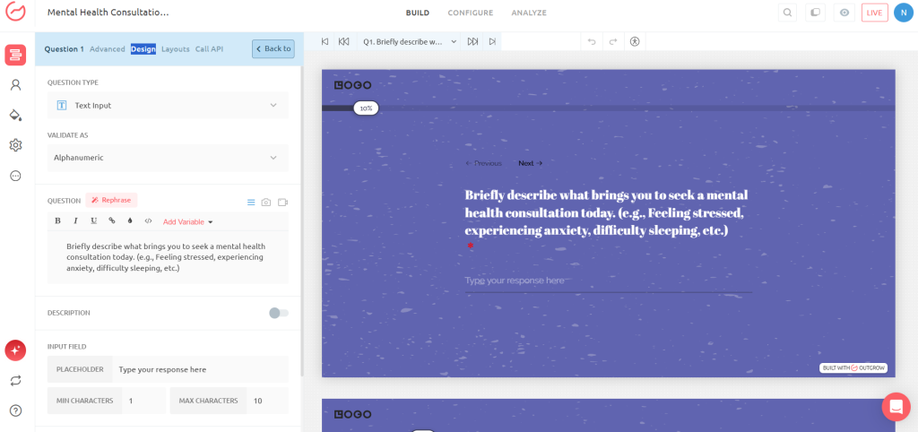 design mental health quiz