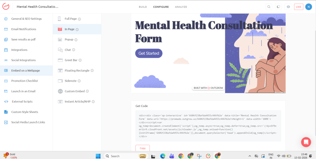 embed mental health quiz