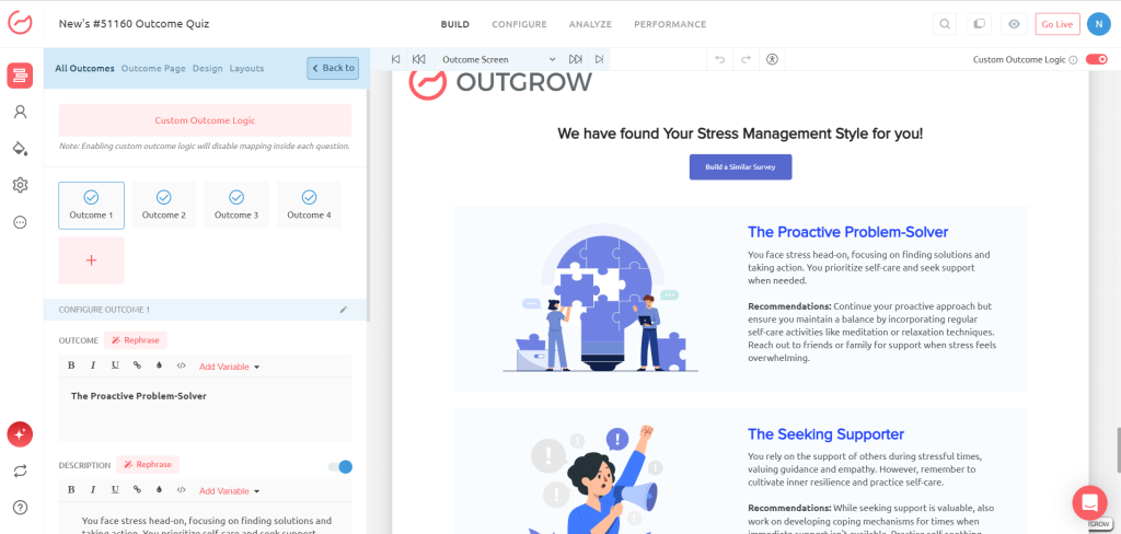 outcome quiz, stress quiz