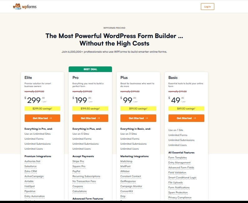 wpforms pricing
