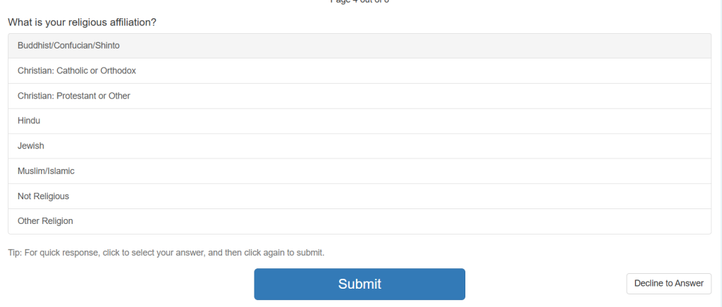 religious affiliation