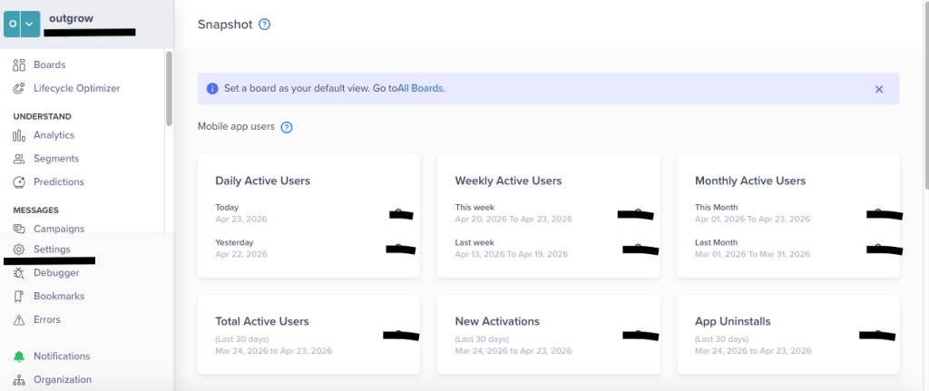 clevertap settings