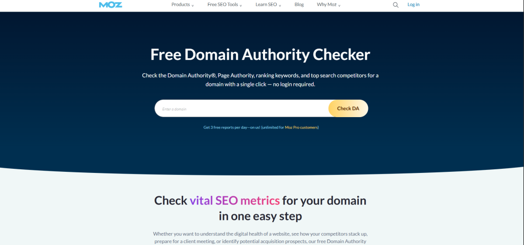 Moz's Domain Authority Checker