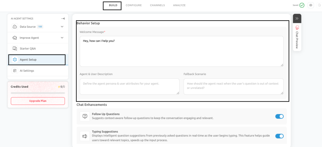 Behavior Setup