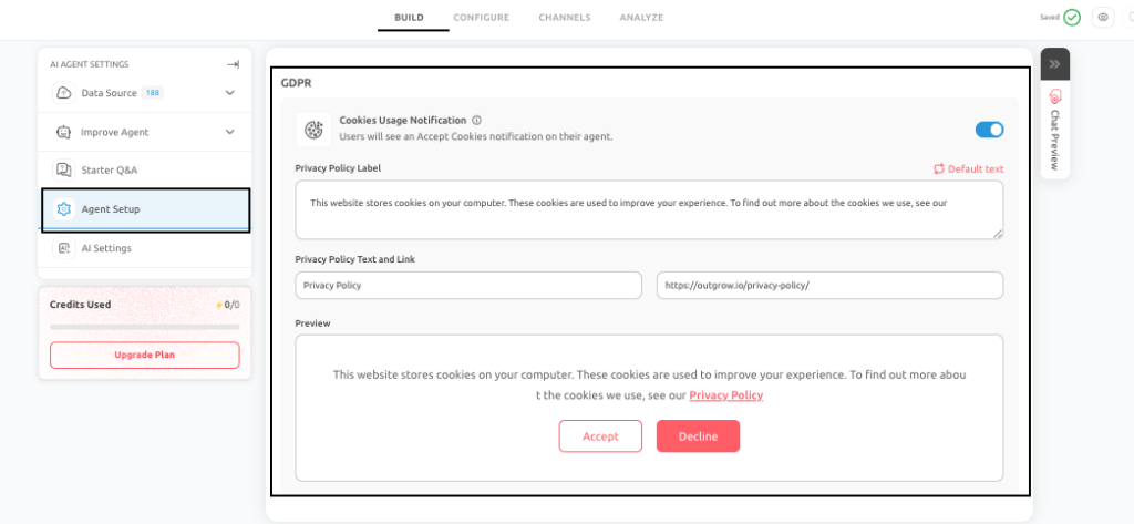 GDPR Compliance- AI Agent setup