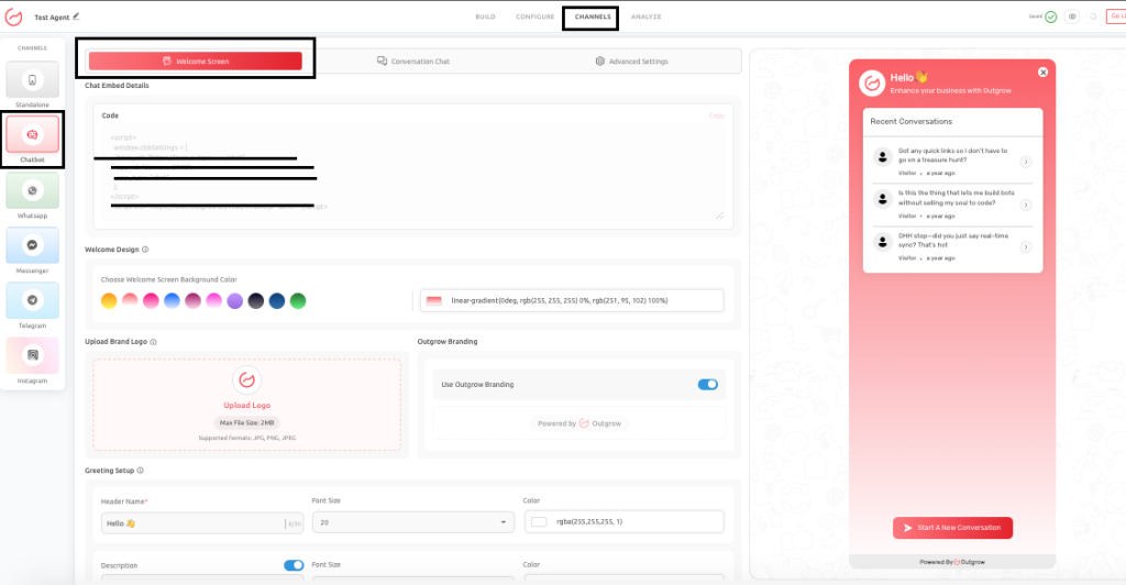 Chat Widget: AI agent deployment