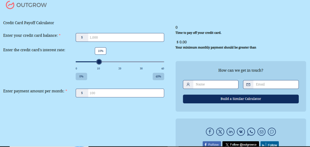 credit card payoff calculator